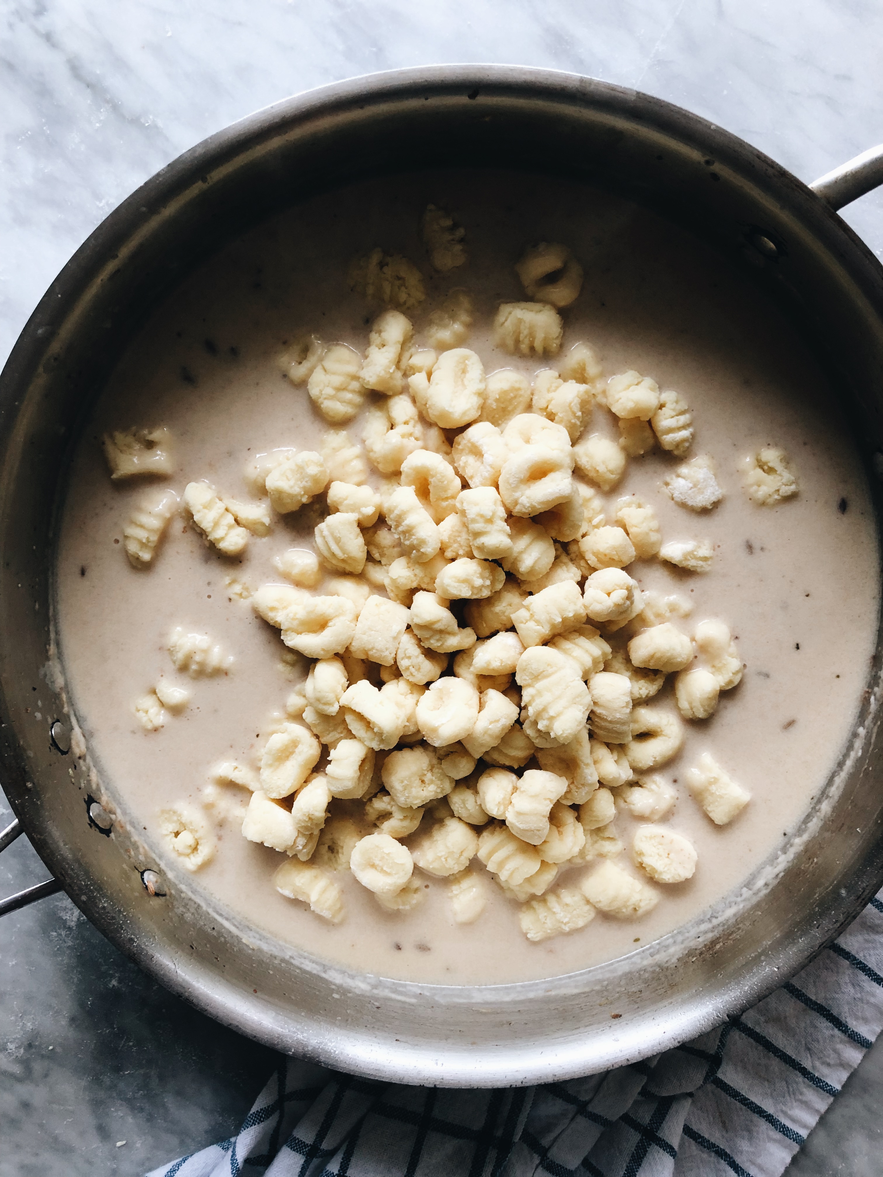 Homemade Gnocchi in a Lemony Cream Sauce with Italian Sausage / Bev Cooks