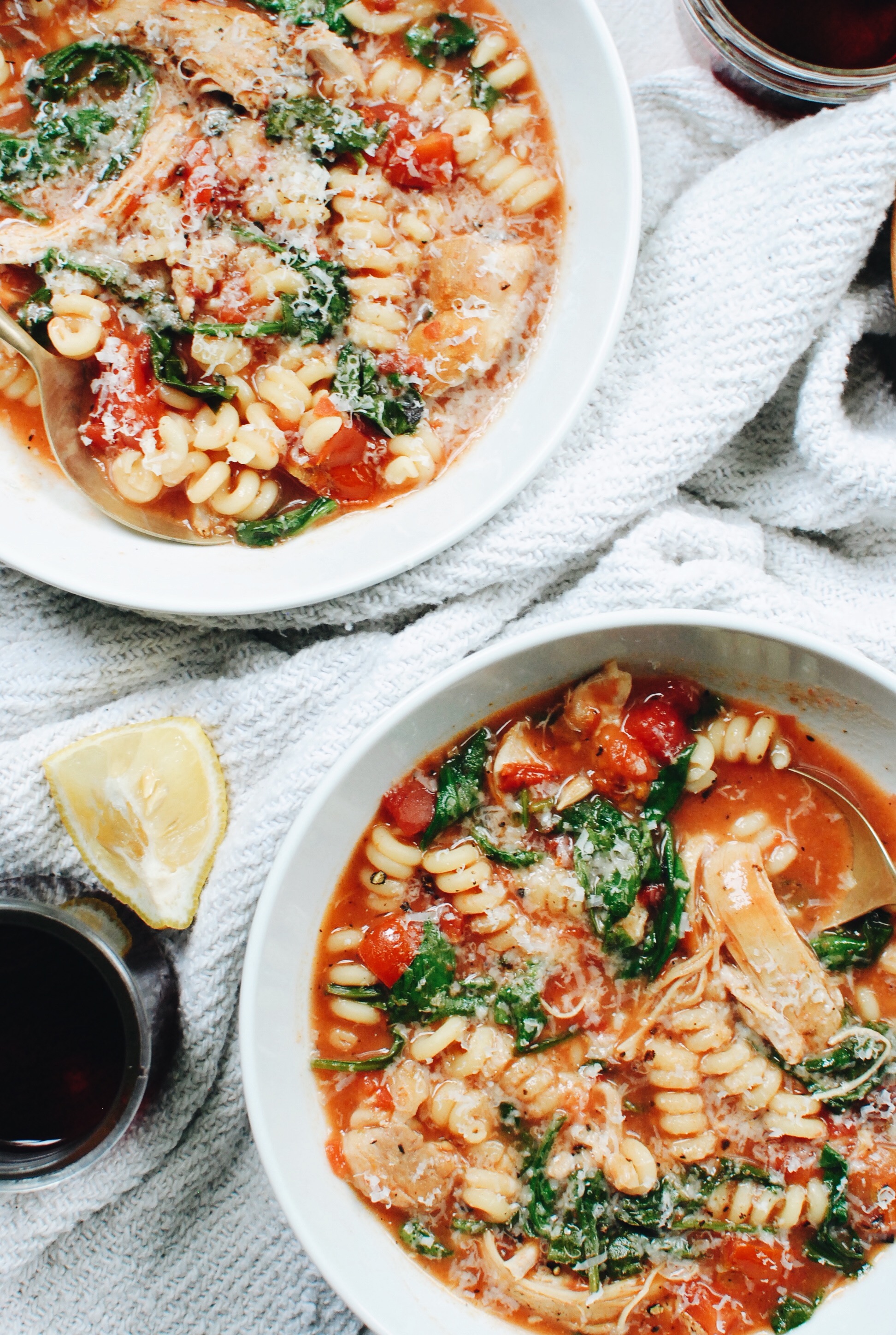 Simple Chicken Pasta Soup / Bev Cooks