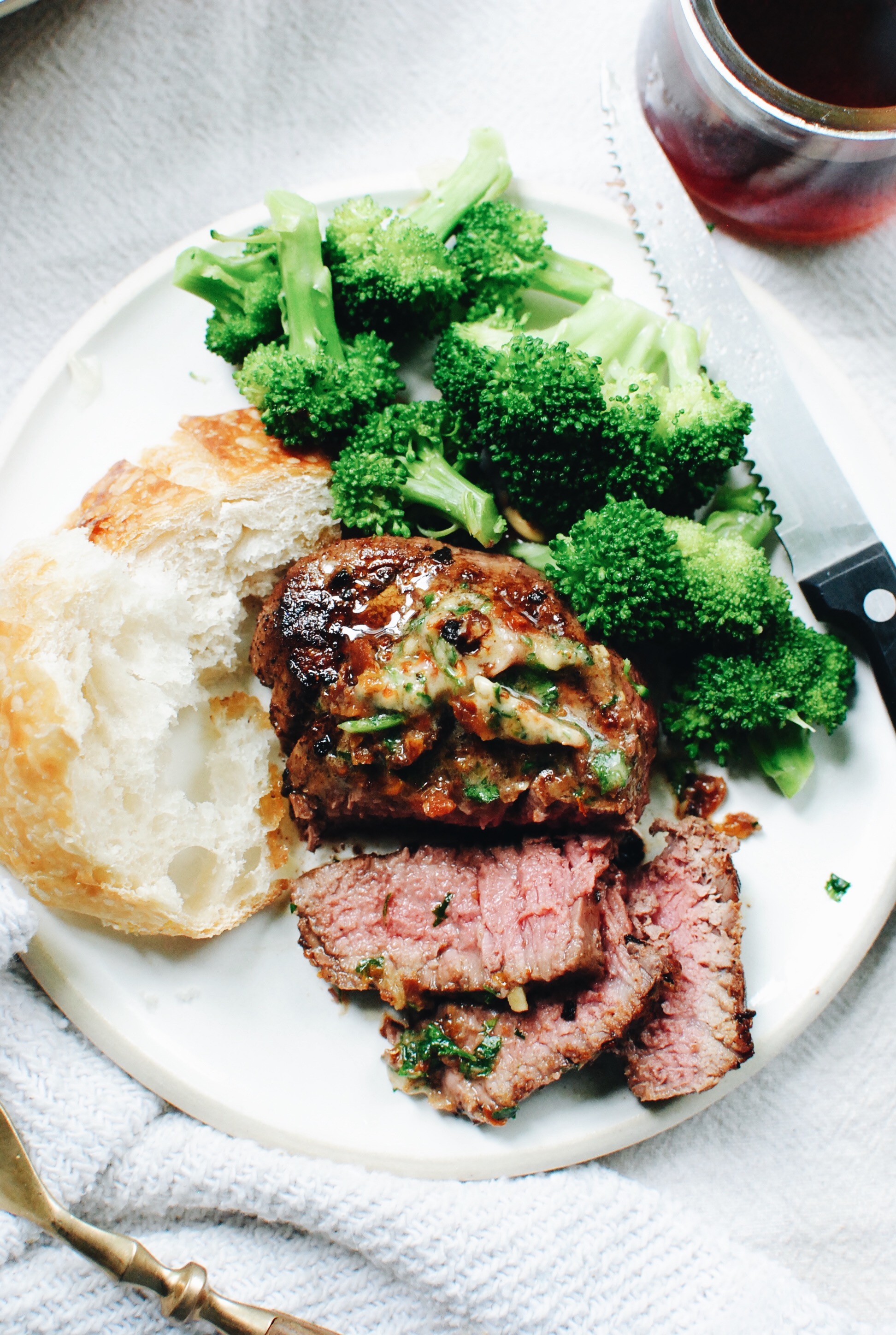 Seared Filet Mignons with a Sun-Dried Tomato Butter / Bev Cooks