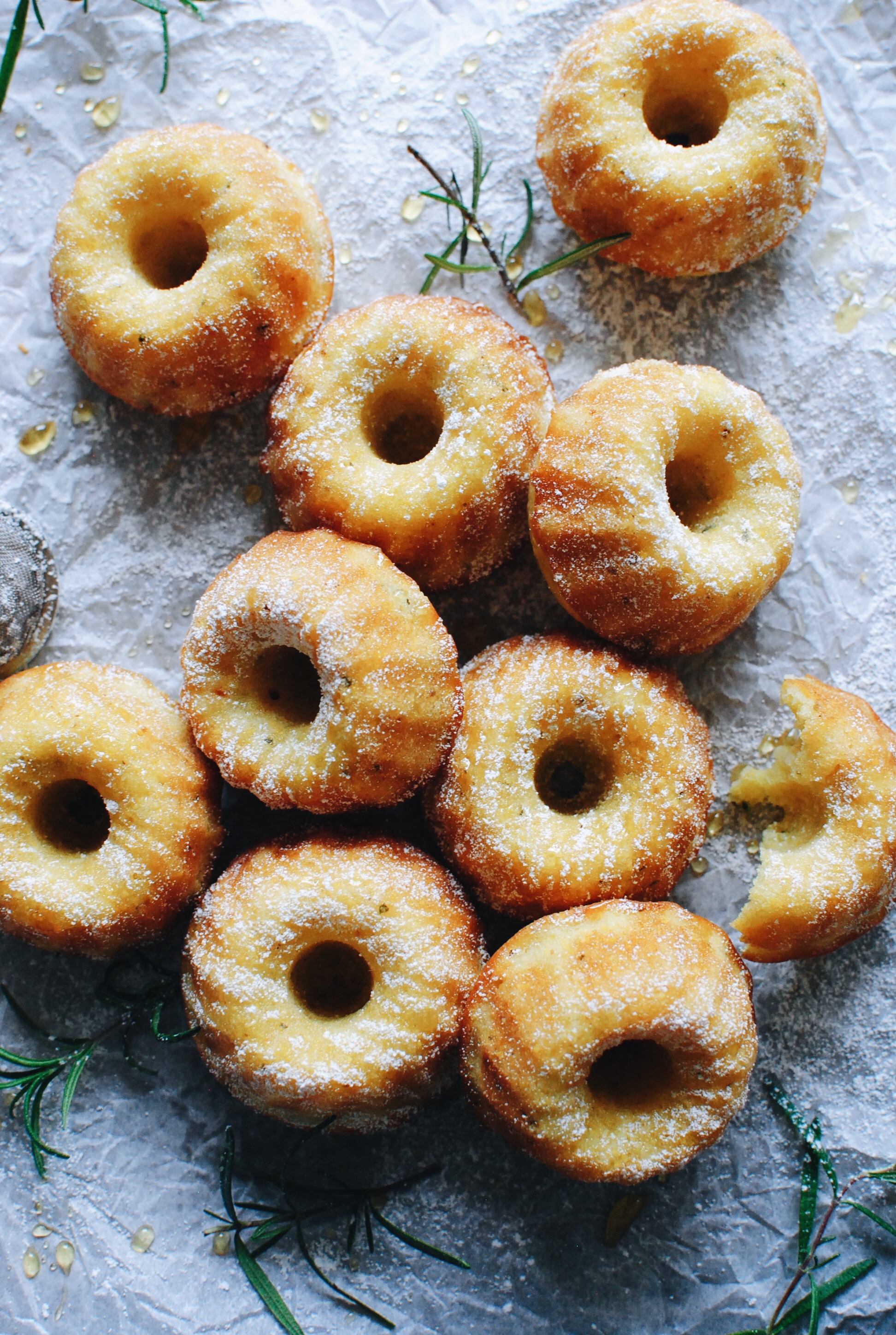 Olive Oil and Corn Mini Bundt Cakes / Bev Cooks