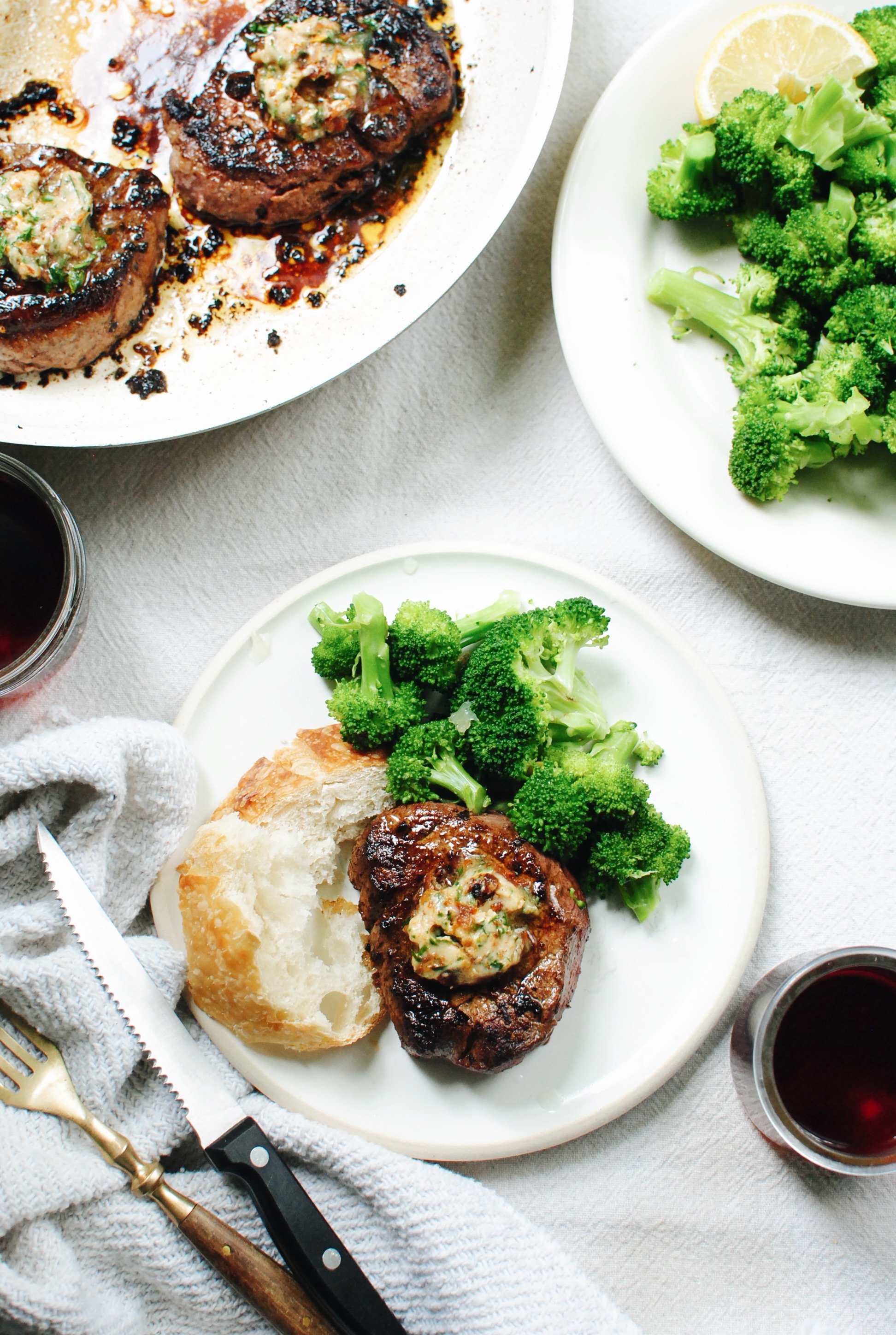 Seared Filet Mignons with a Sun-Dried Tomato Butter / Bev Cooks