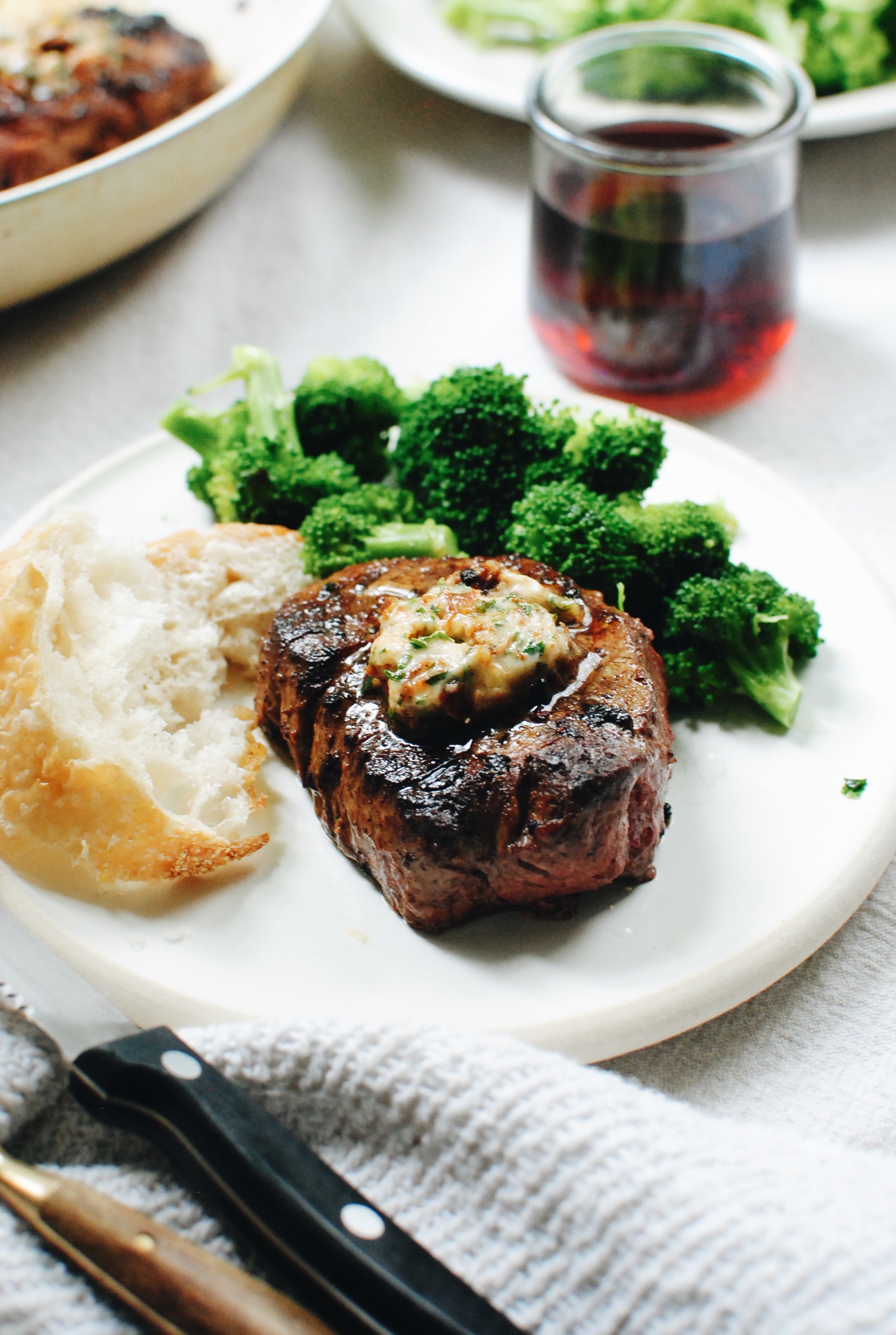 Seared Filet Mignons with a Sun-Dried Tomato Butter / Bev Cooks