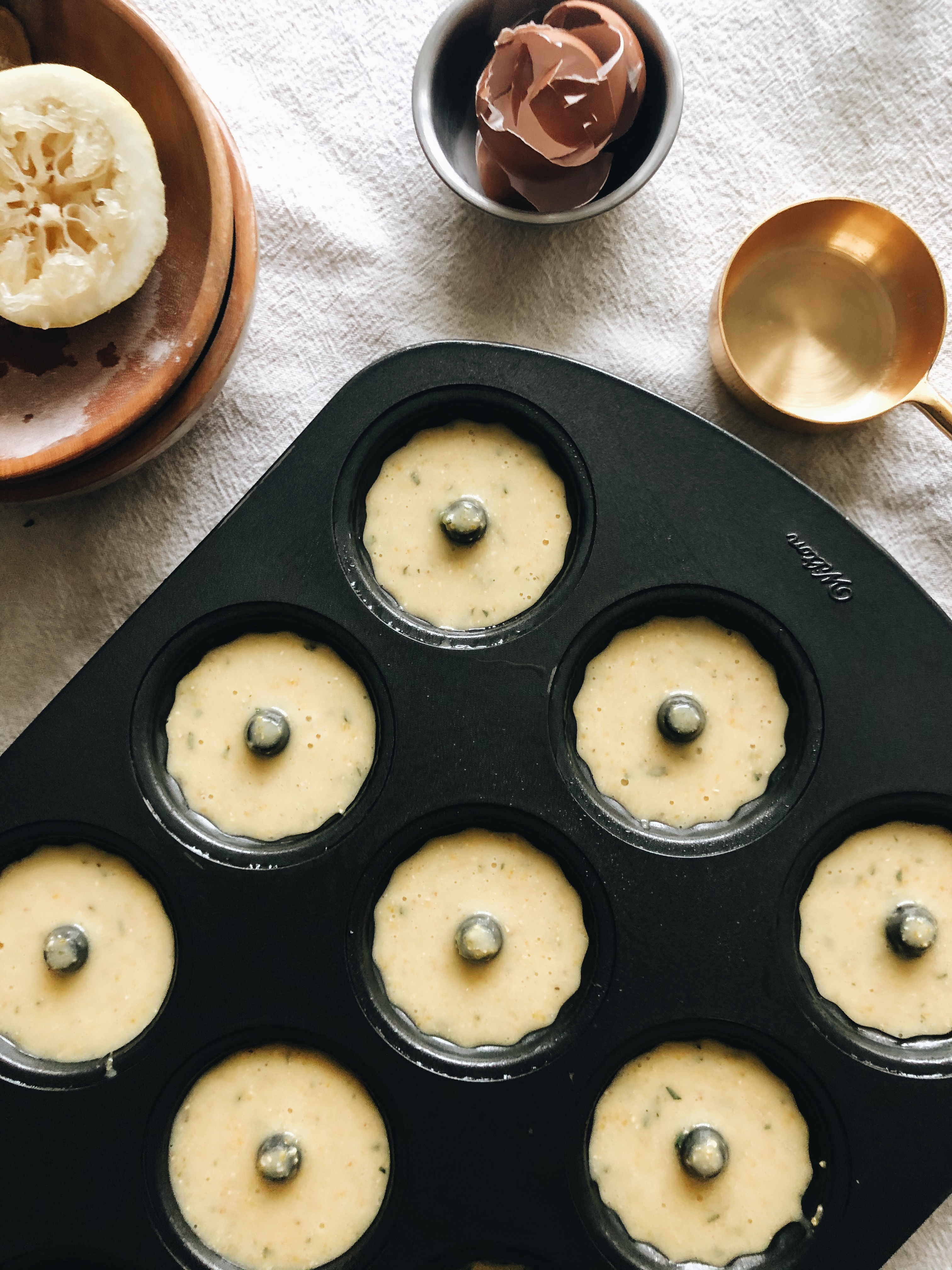 Olive Oil and Corn Mini Bundt Cakes / Bev Cooks