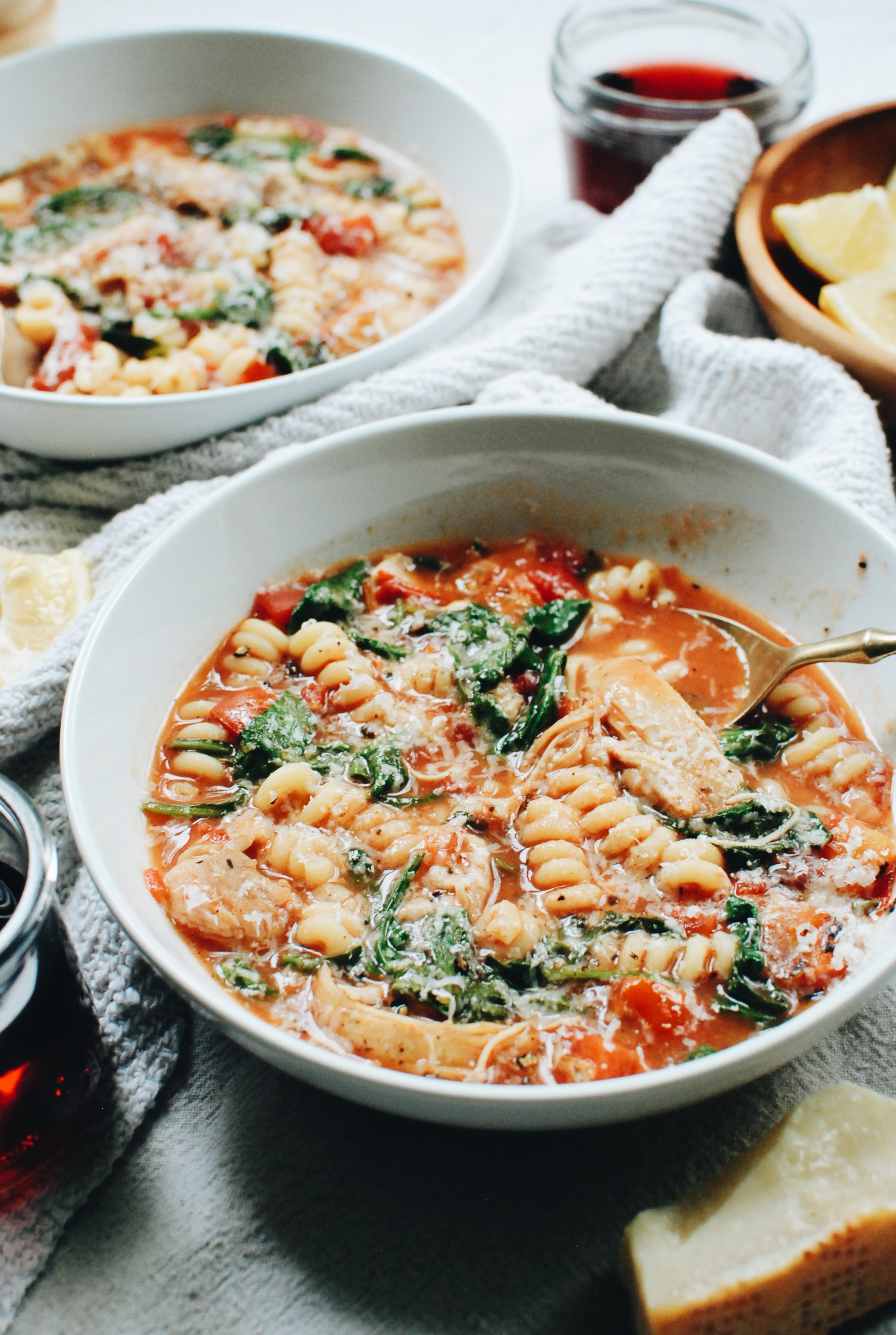 Simple Chicken Pasta Soup / Bev Cooks