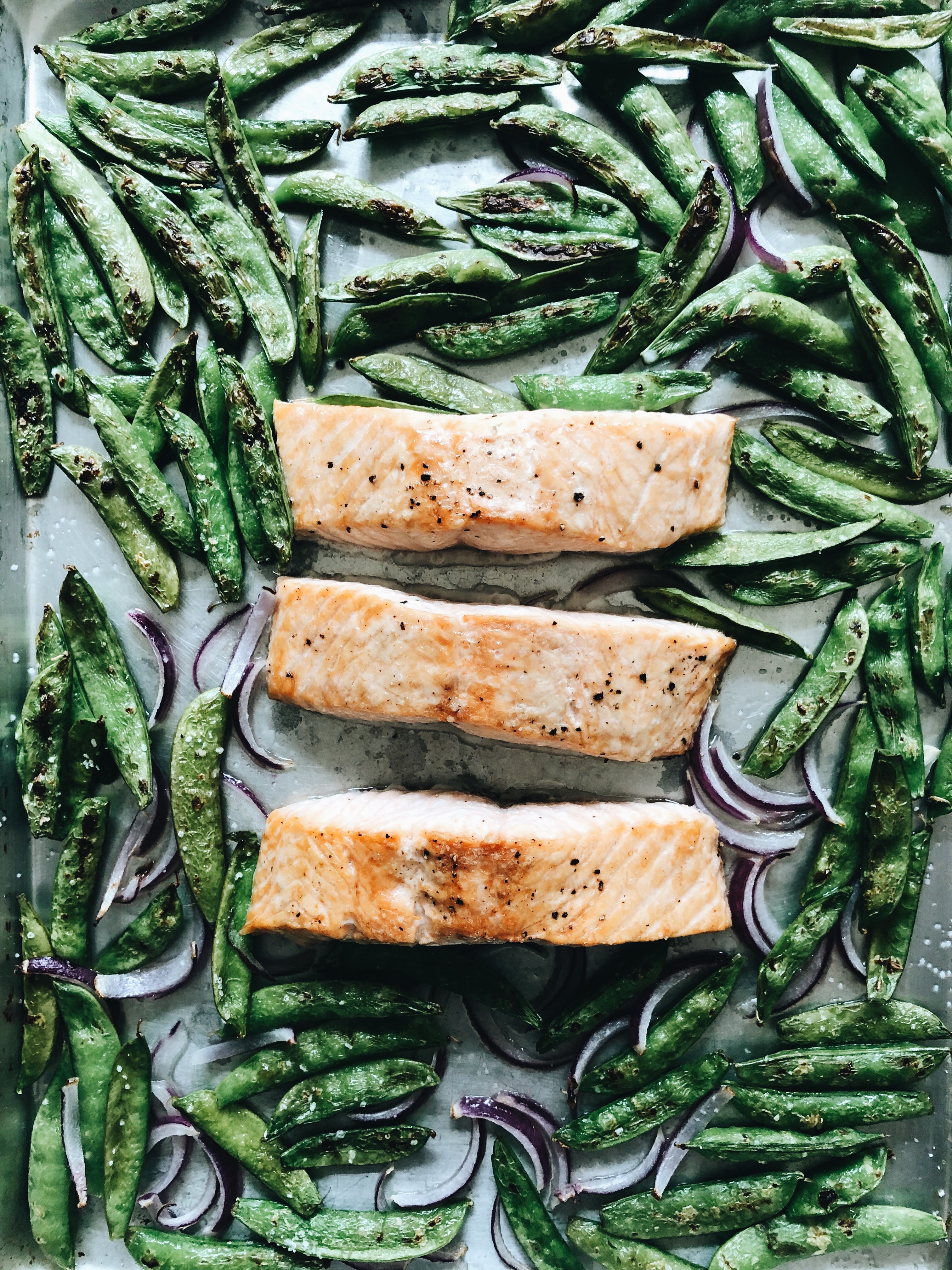 Coconut Salmon Rice Bowls with Sugar Snap Peas / Bev Cooks