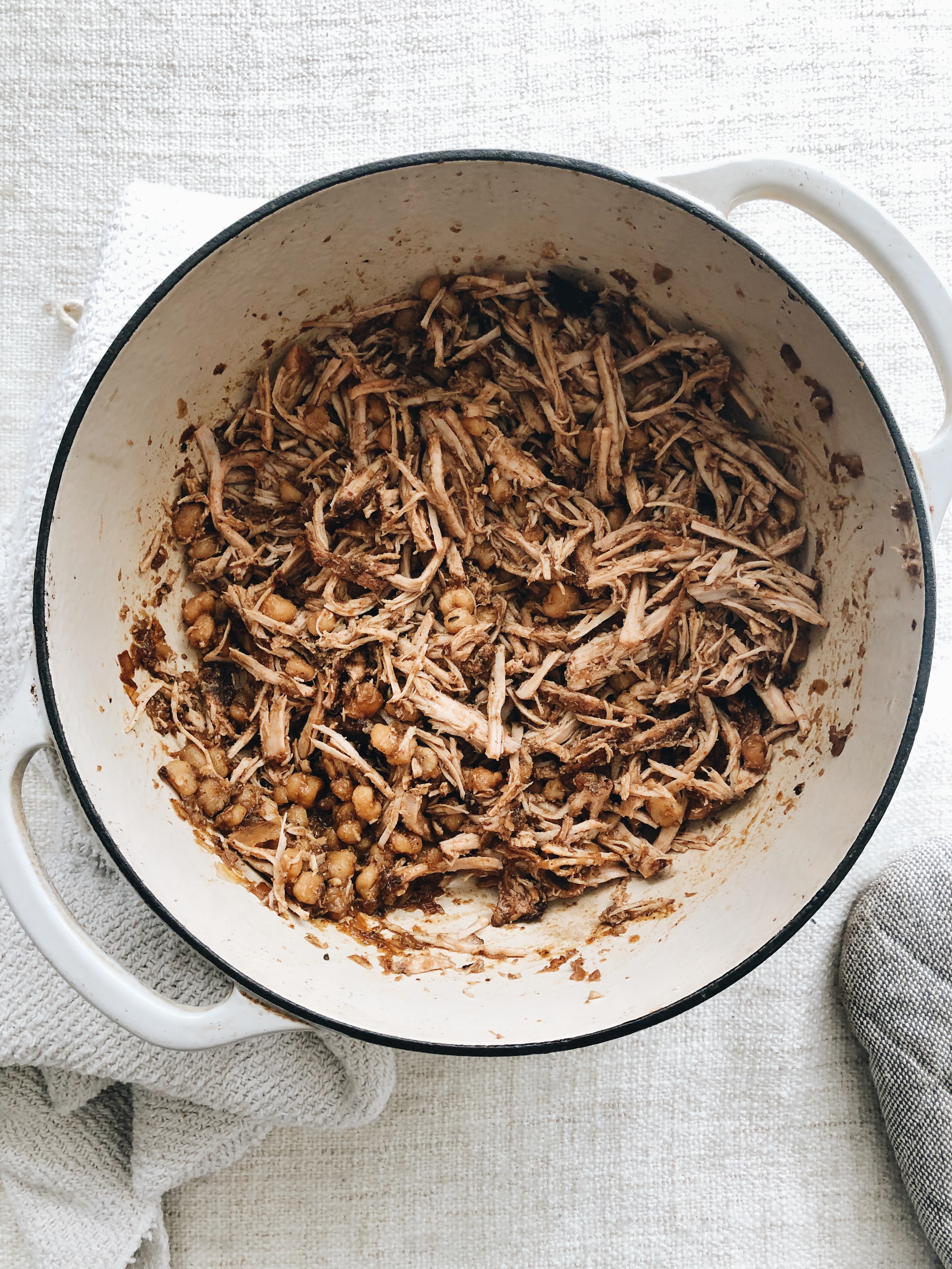 Shredded Pork and Hominy Enchiladas / Bev Cooks