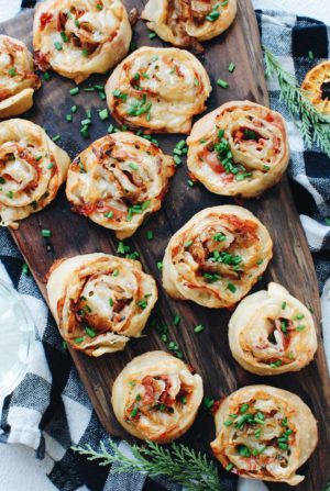 Baked Cheesy Shallot and Prosciutto Pinwheels - Bev Cooks