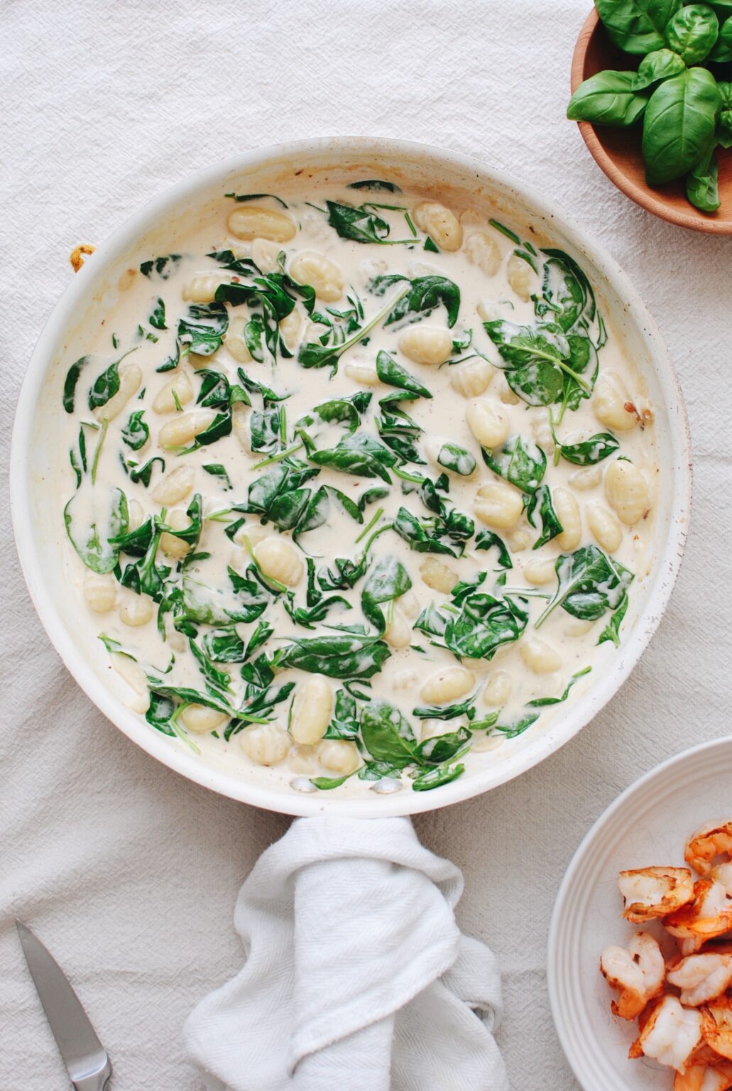 Creamy Shrimp Gnocchi with Spinach - Bev Cooks