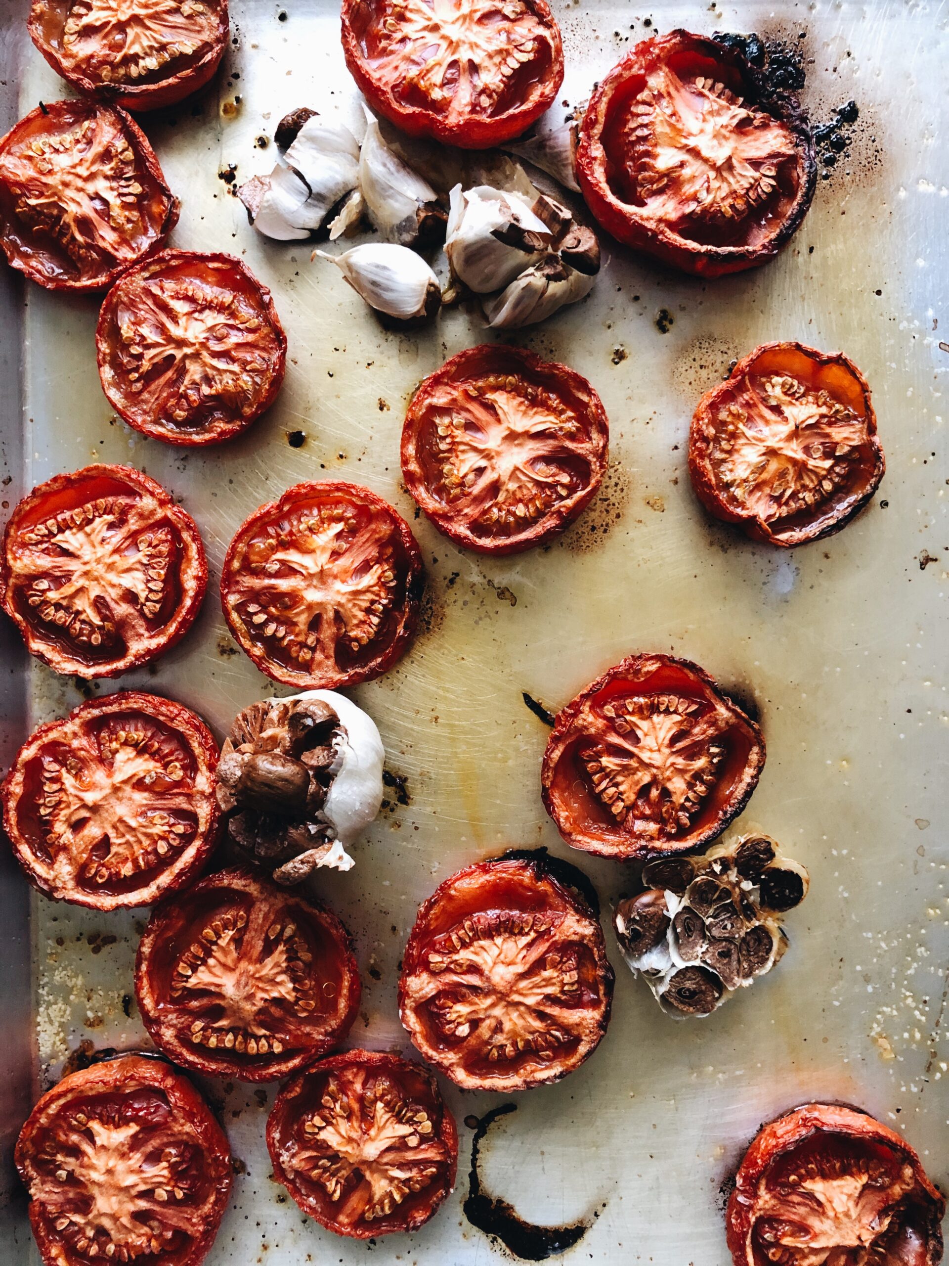 Slow-Roasted Tomatoes over Linguine with a Meat Sauce - Bev Cooks