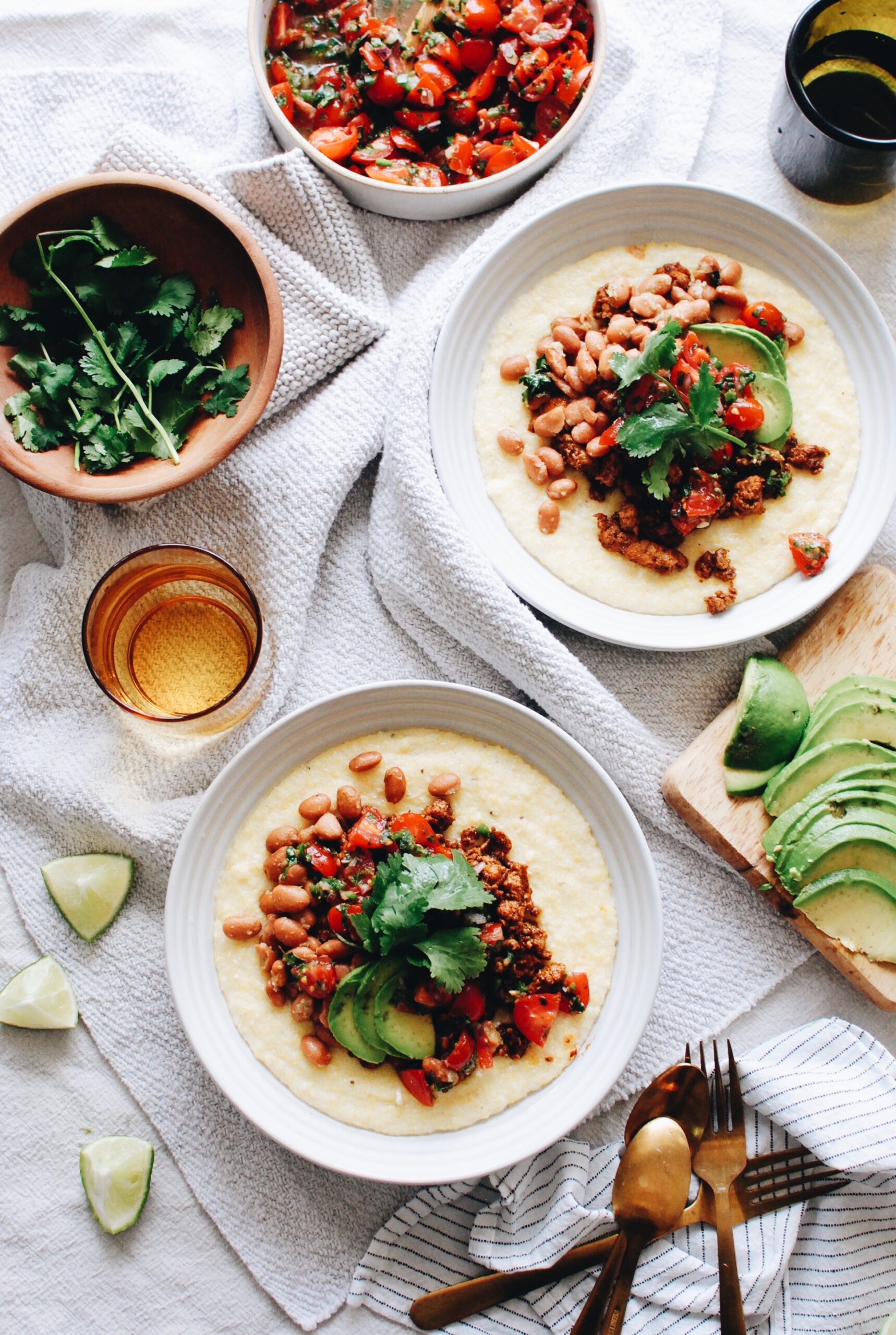 Creamy Mexican Polenta Bowls - Bev Cooks