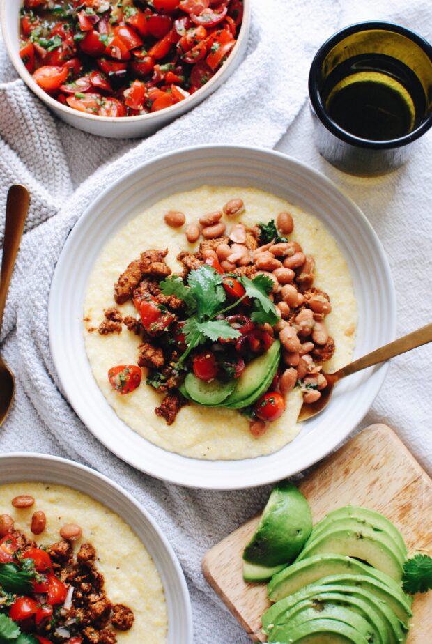 Creamy Mexican Polenta Bowls / Bev Cooks