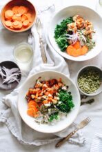 Buffalo Cauliflower Rice Bowls / Bev Cooks