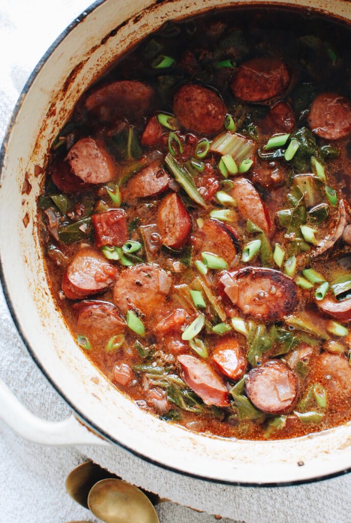 Lentil, Andouille Sausage and Swiss Chard Soup Bev Cooks