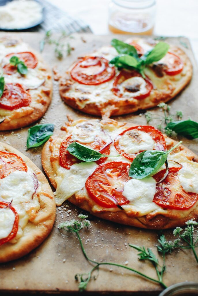 Caprese Naan Pizzas - Bev Cooks