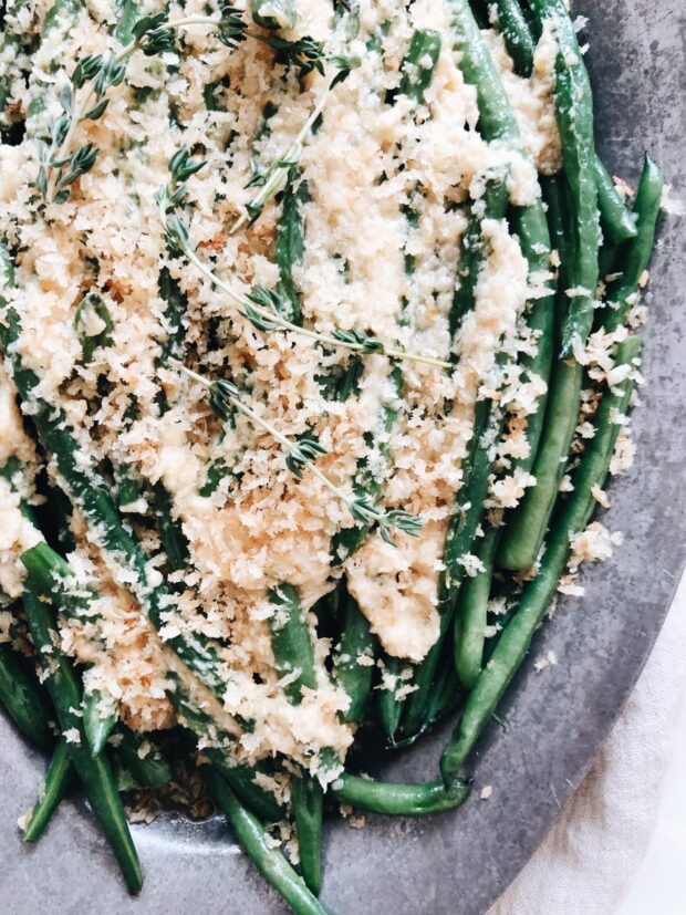 Seared Green Beans with a Lemon Butter Parmesan Sauce / Bev Cooks