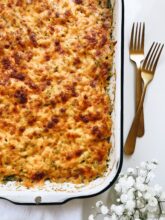 Chicken and Broccoli Orzo Bake / Bev Cooks
