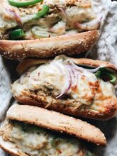 Slow Cooker Chipotle Cheese Chicken Sandwiches / Bev Cooks