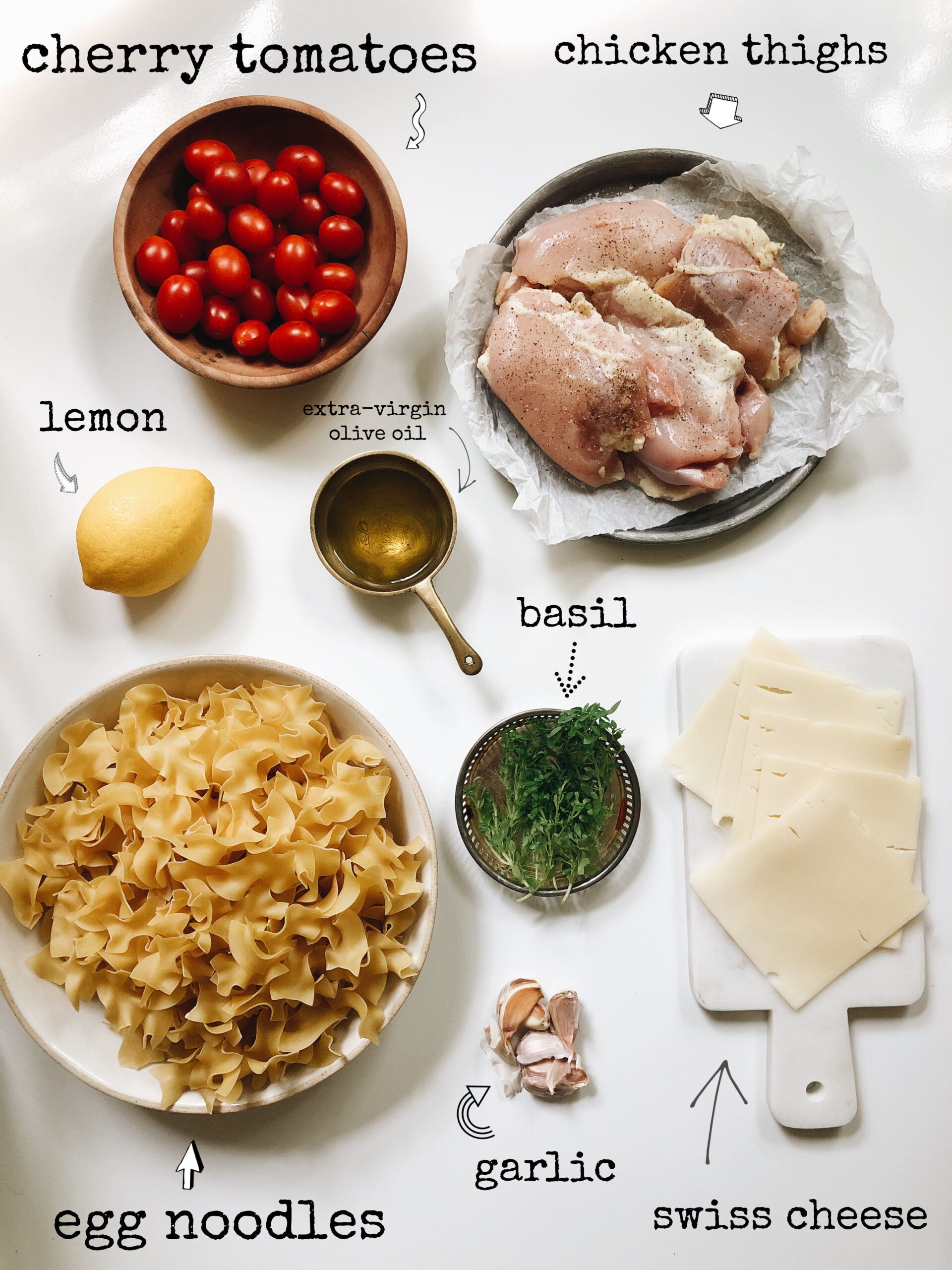 Chicken and Swiss Pasta with Fresh Tomatoes - Bev Cooks