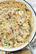 Skillet Chicken with Orzo and Yellow Squash / Bev Cooks