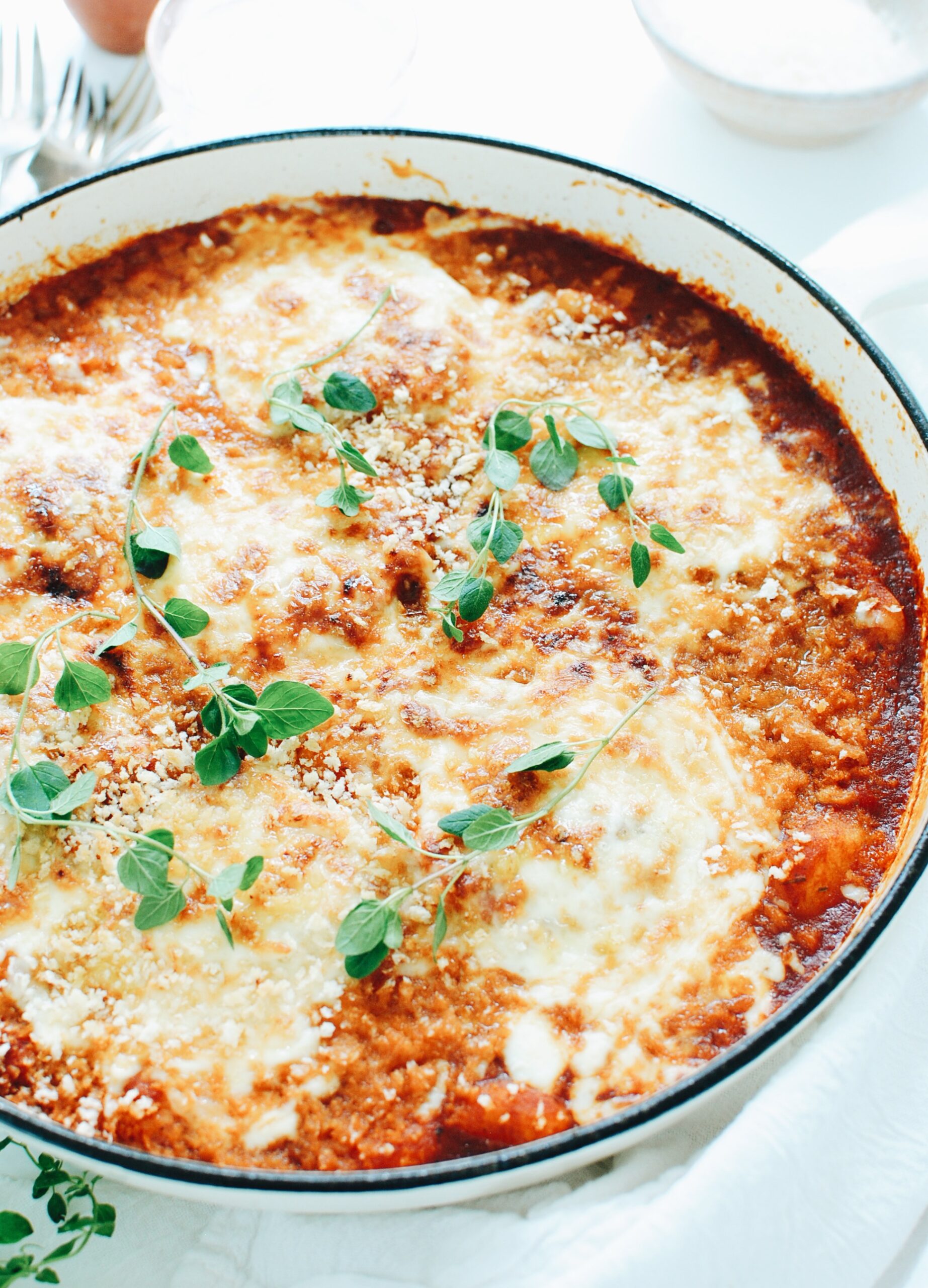 Skillet Chicken Parmesan Gnocchi - Bev Cooks