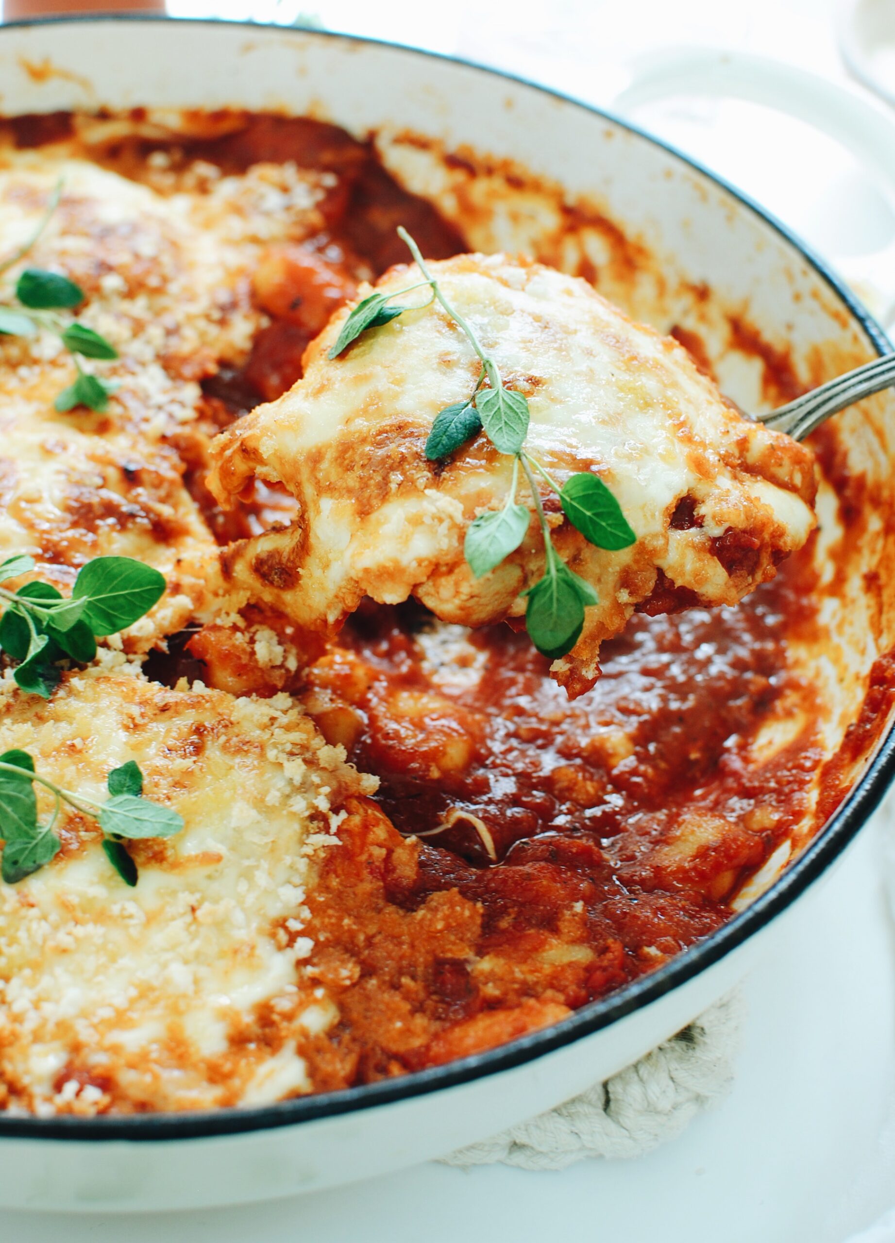 Skillet Chicken Parmesan Gnocchi - Bev Cooks