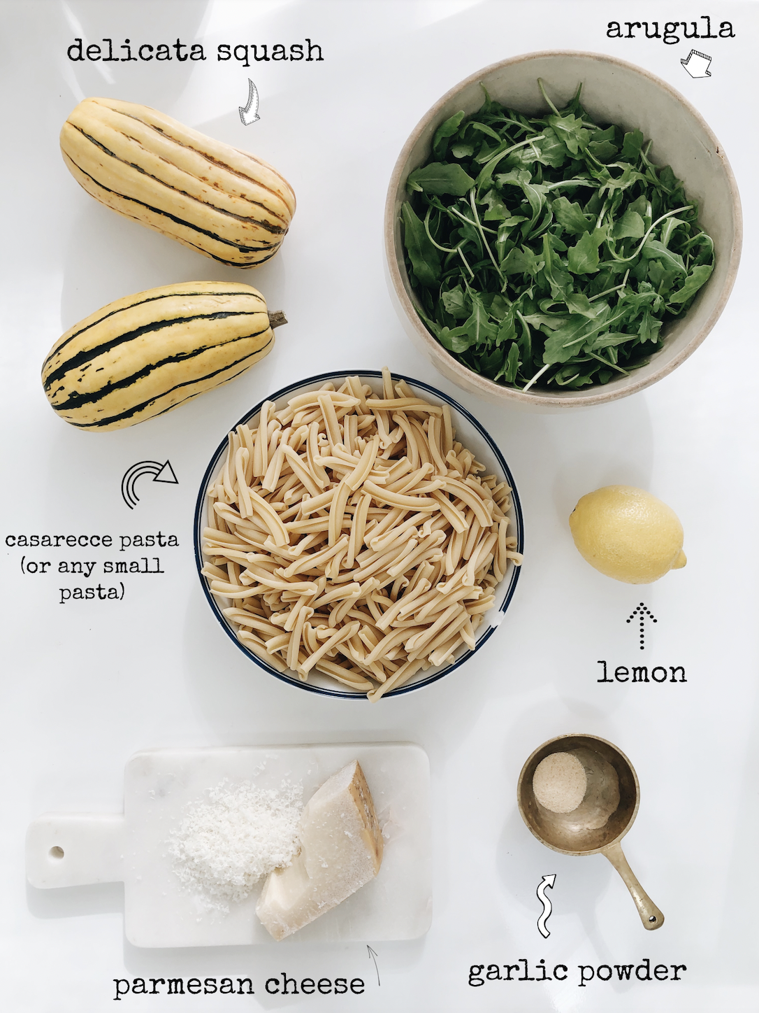 Pasta with Roasted Delicata Squash and Arugula / Bev Cooks