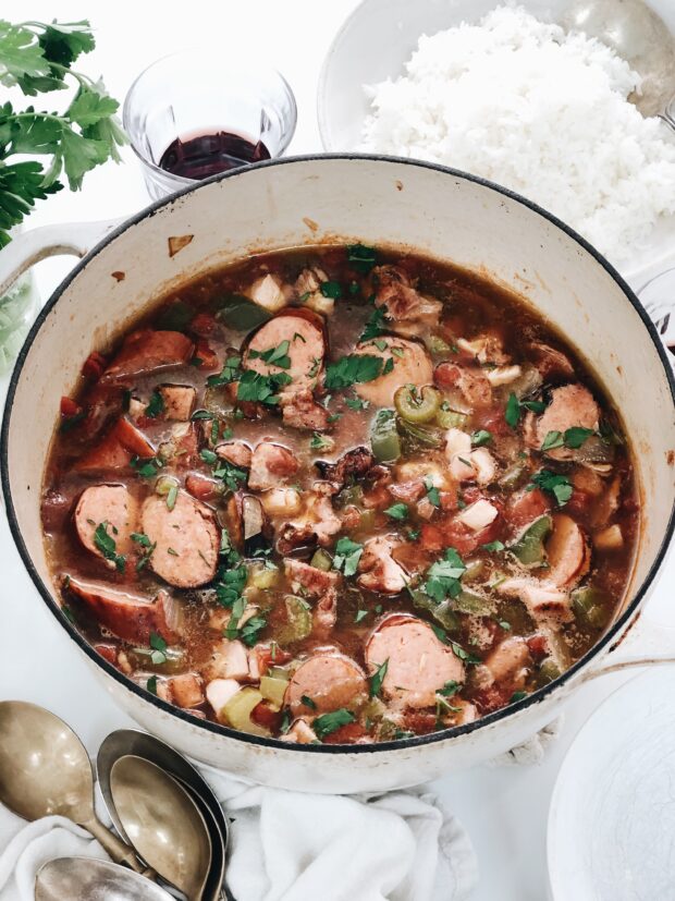 Smoked Cajun Chicken and Sausage Soup - Bev Cooks