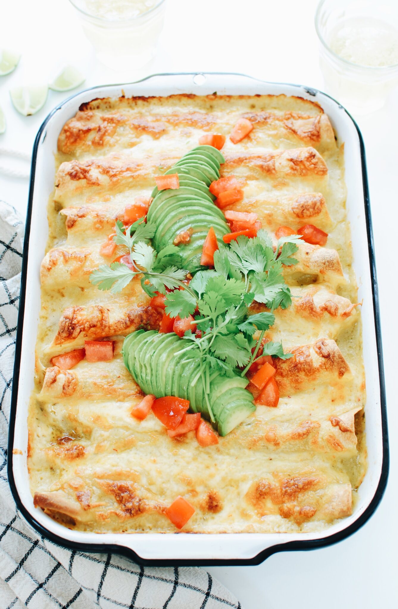 Slow Cooker Green Chicken Enchiladas - Bev Cooks