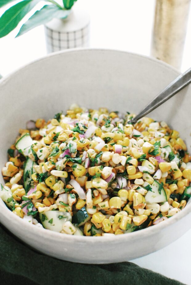 Summer Corn and Cucumber Salad with Fresh Herbs / Bev Cooks