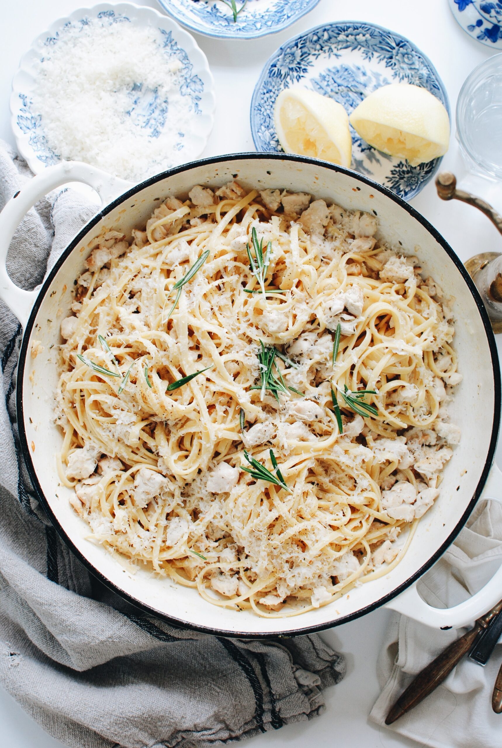 Creamy Rosemary Chicken with Linguine Bev Cooks