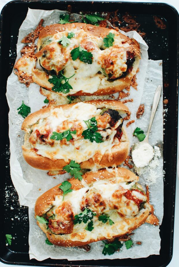 Pork and Spinach Meatball Subs / Bev Cooks