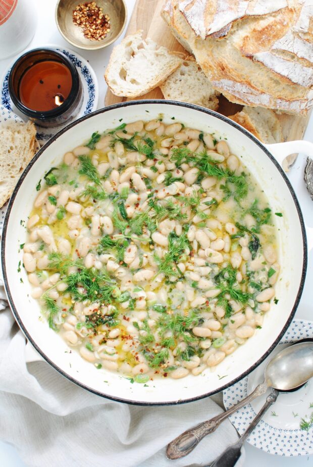 Brothy Beans with Crusty Bread / Bev Cooks