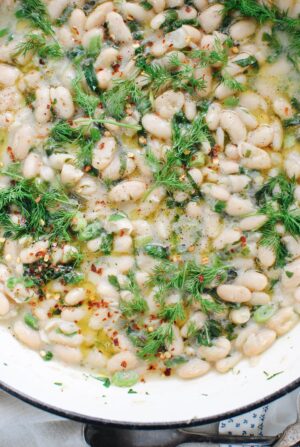 Brothy Beans with Crusty Bread - Bev Cooks