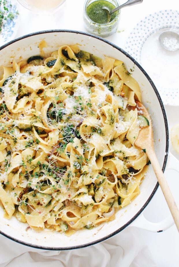 Pappardelle with Veggies and Herbs / Bev Cooks