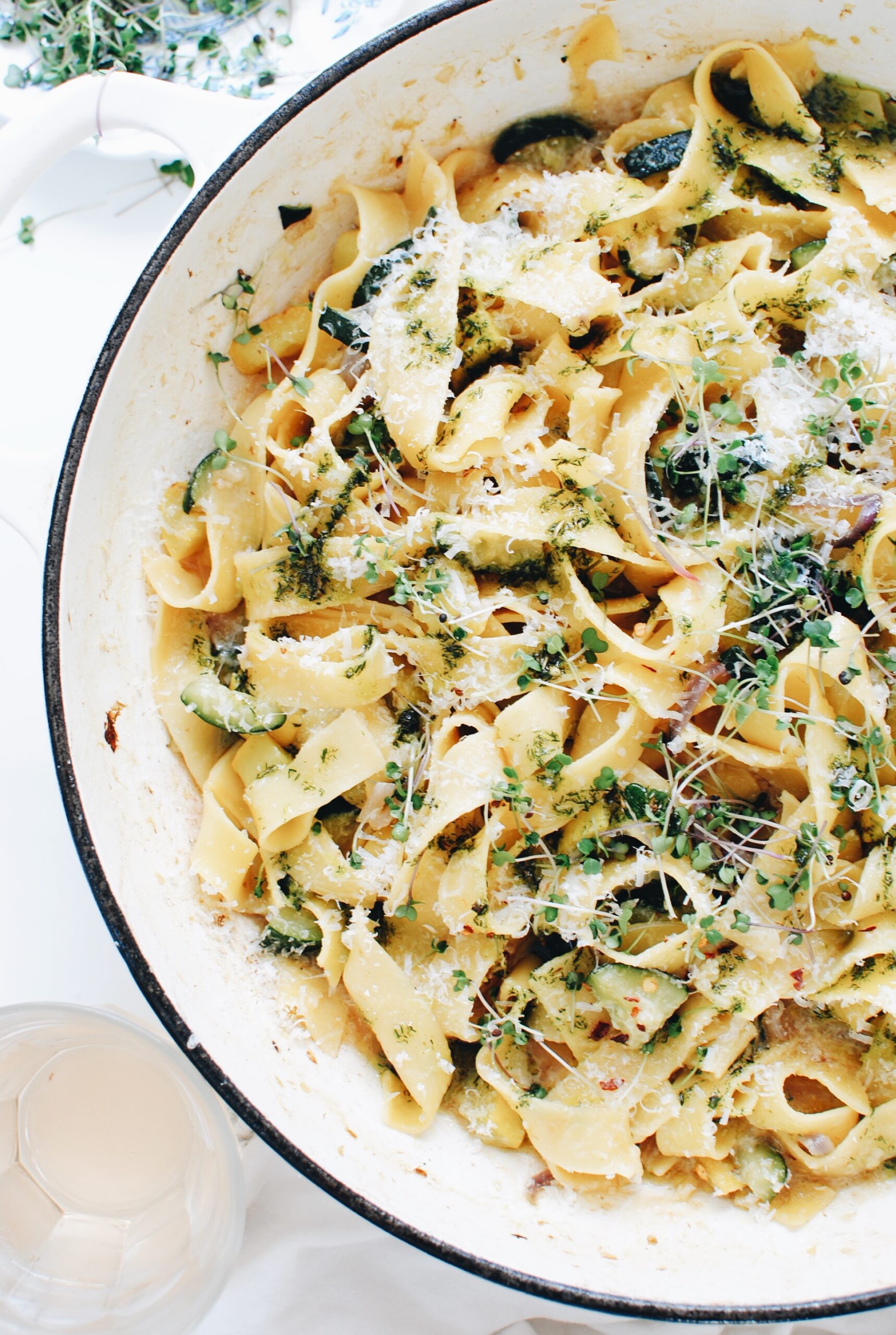 Pappardelle with Veggies and Herbs - Bev Cooks