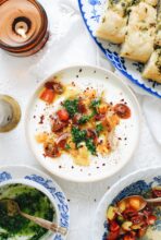 Whipped Citrus Feta with Herbed Focaccia / Bev Cooks