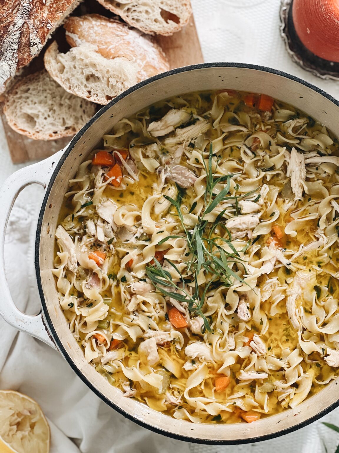 Sort of Creamy Chicken Noodle Soup - Bev Cooks