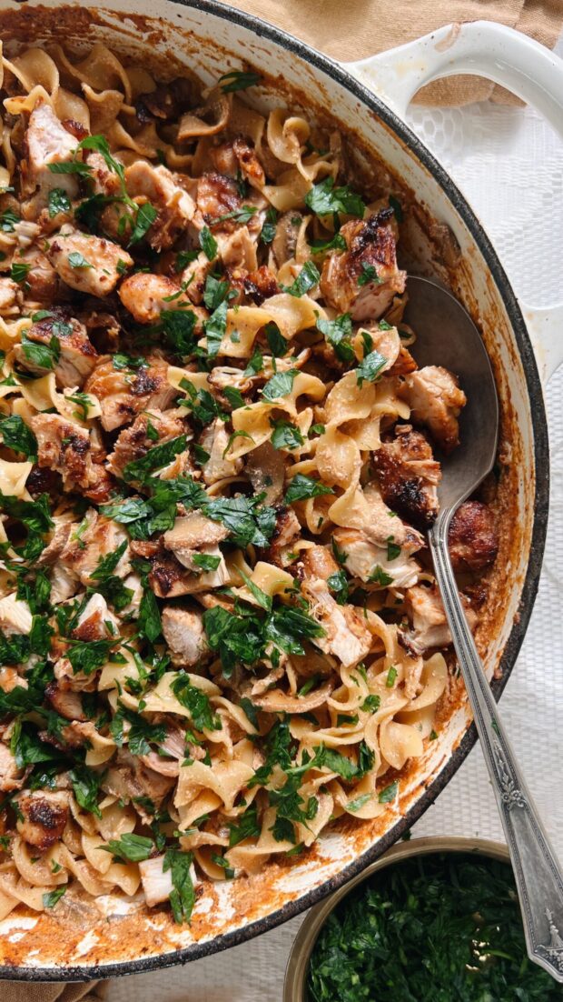 Stovetop Chicken Stroganoff / Bev Cooks