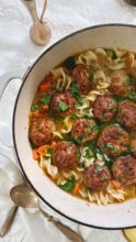 Italian Turkey Meatball Noodle Soup / Bev Cooks