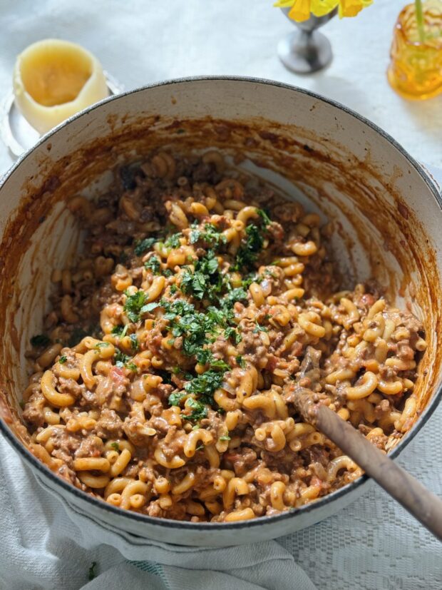 Creamy Taco Pasta / Bev Cooks