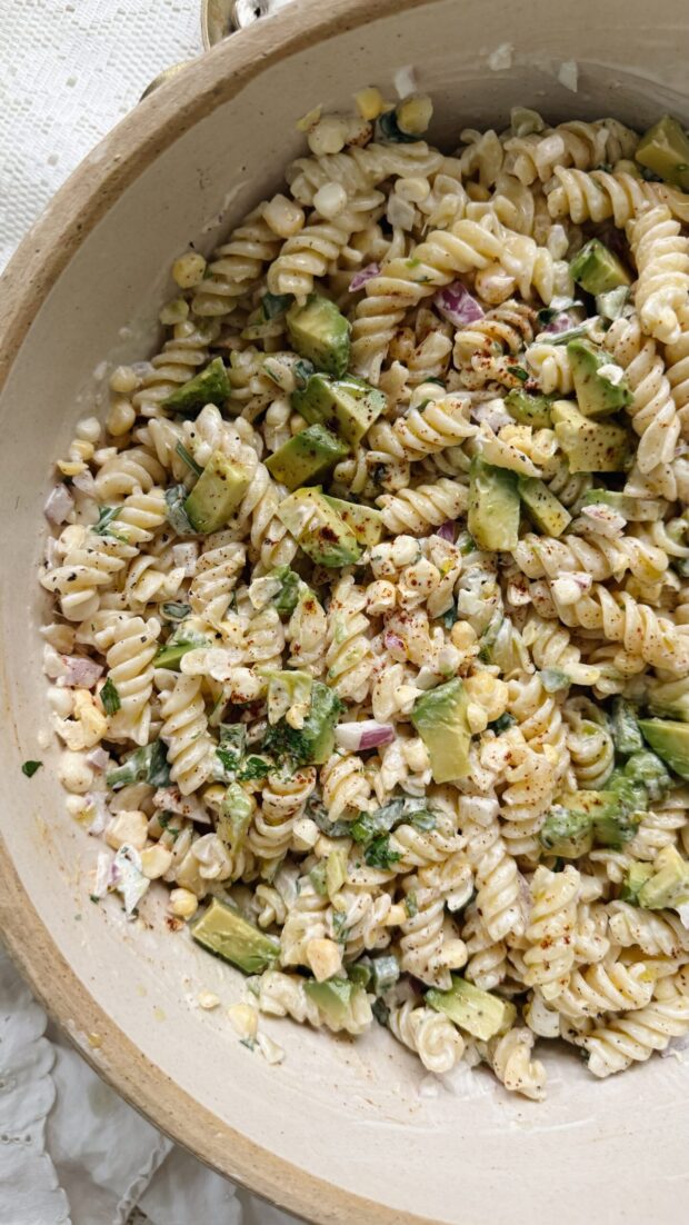 Mexican Street Corn Pasta Salad / Bev Cooks